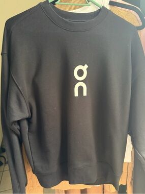 On Running Black Crewneck Sweatshirt with White Logo